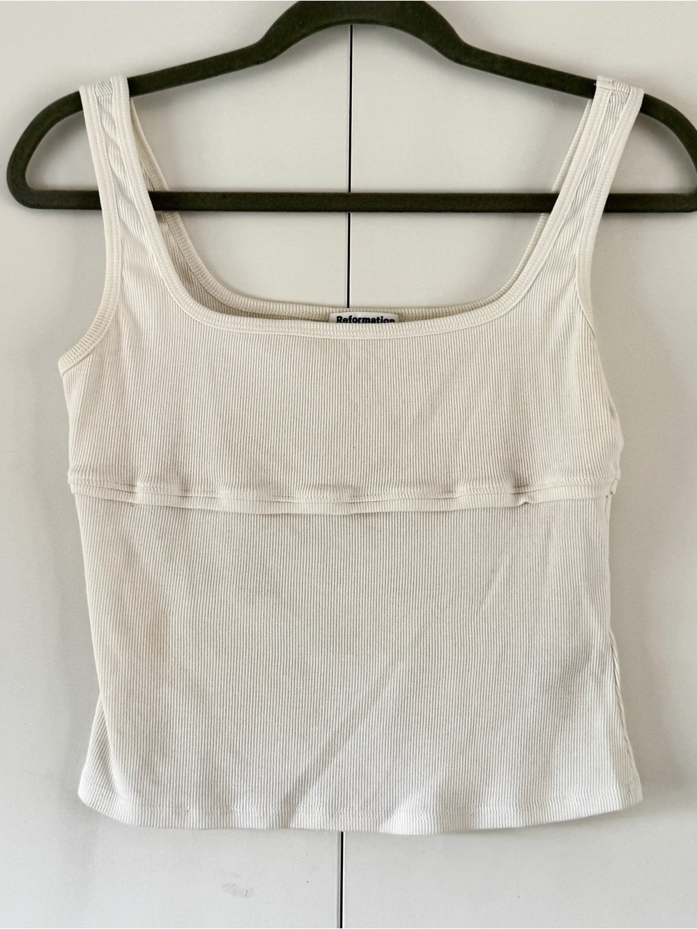 Reformation White Ribbed Tank Top